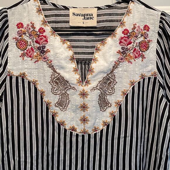 Savanna Jane Striped Straight Shooter Blouse size Small - Picture 3 of 8